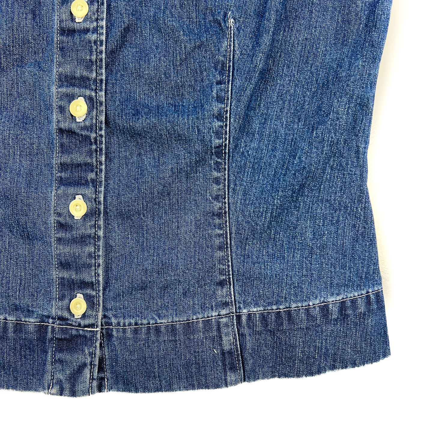 Sleeveless Denim Button Up Top