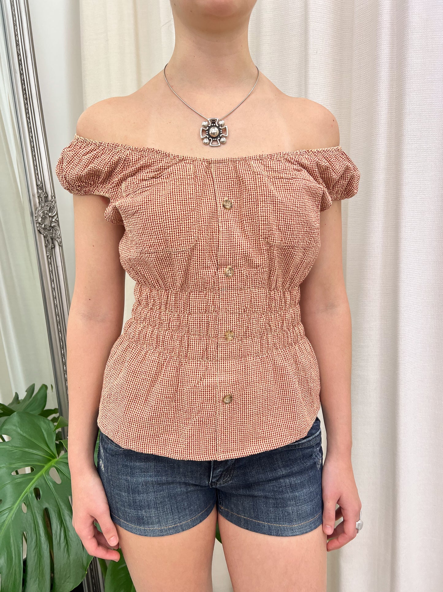 Seersucker Milkmaid Top