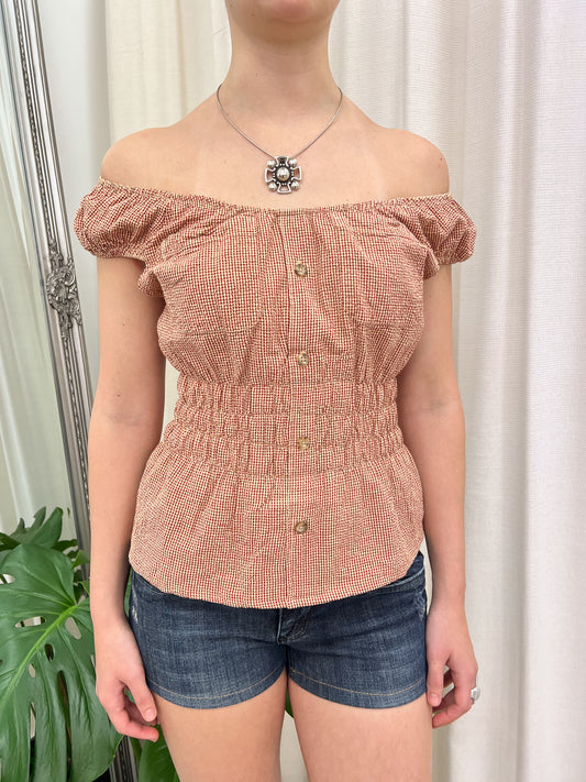 Seersucker Milkmaid Top