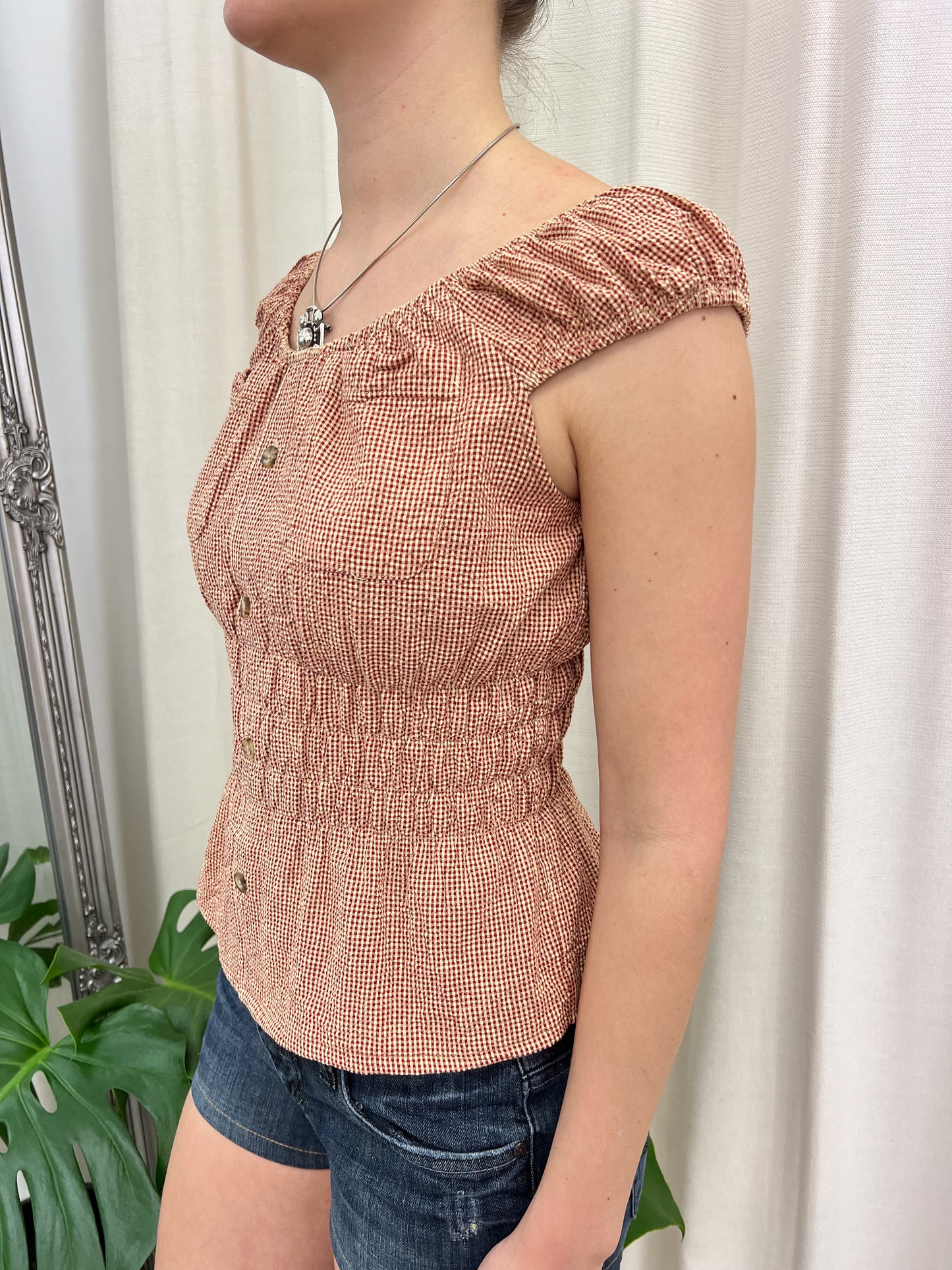 Seersucker Milkmaid Top