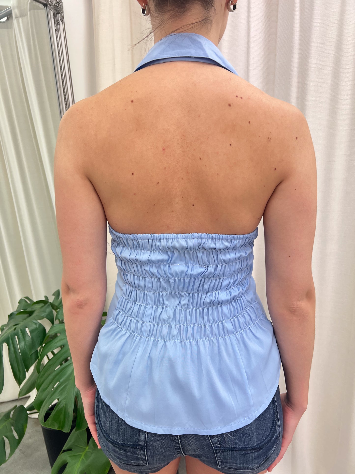 Blue Reworked Halter Top