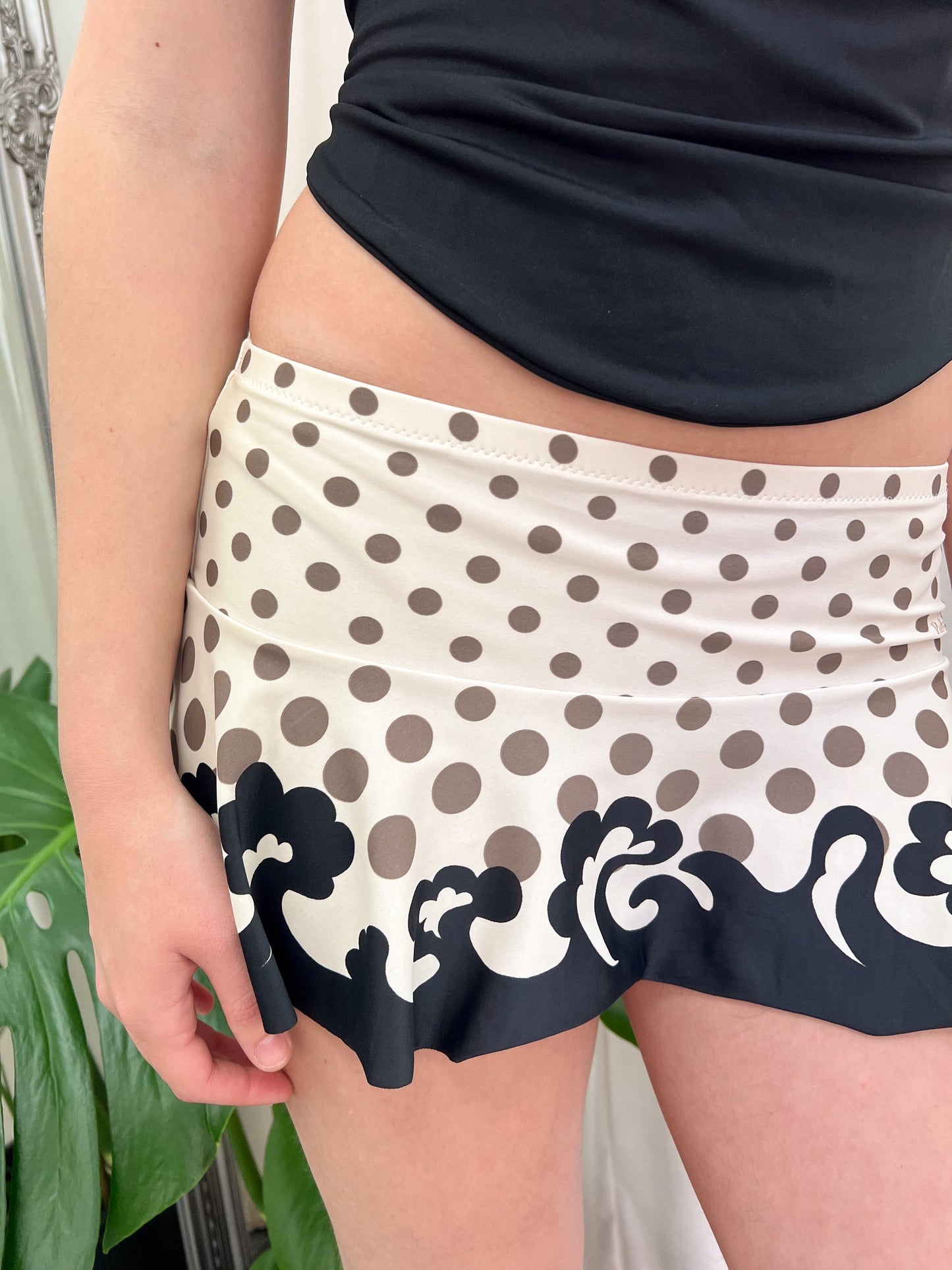 Beige Polka Dot Swim Skirt