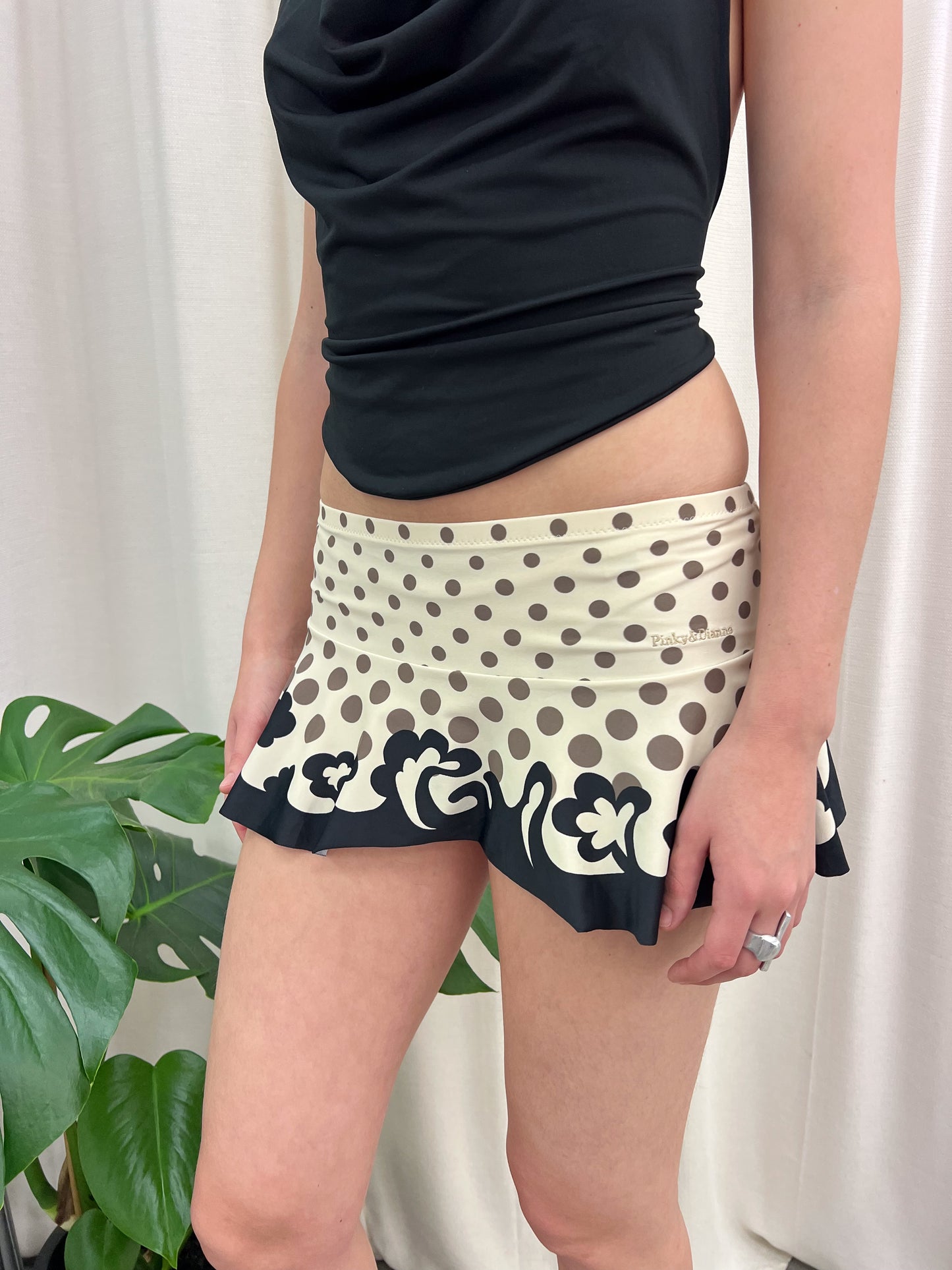 Beige Polka Dot Swim Skirt