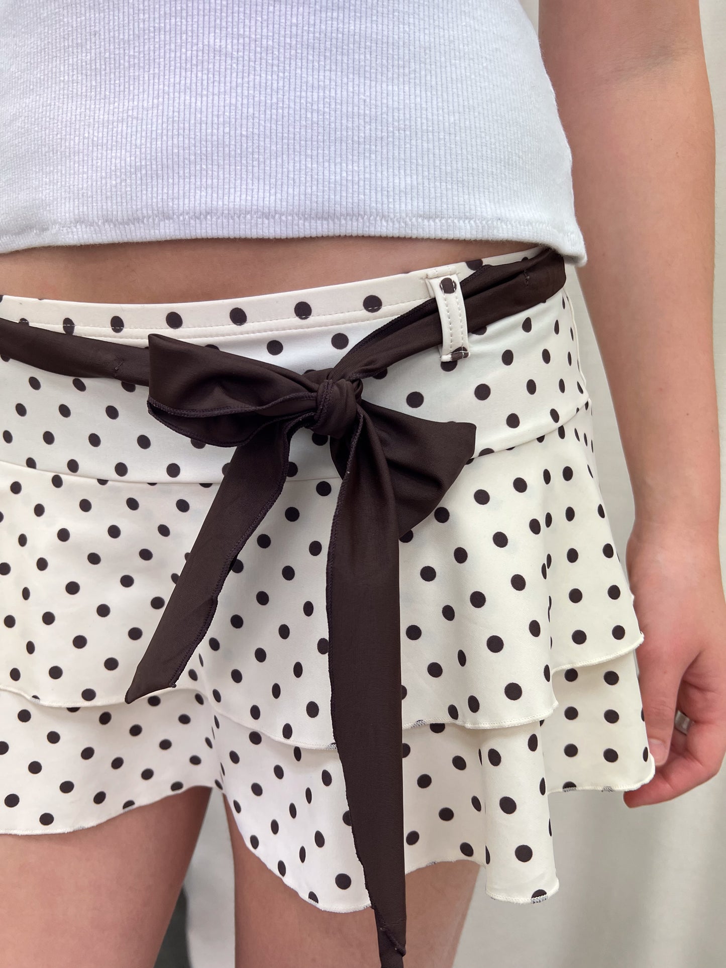 Cream Polka Dot Swim Skirt - Size Small