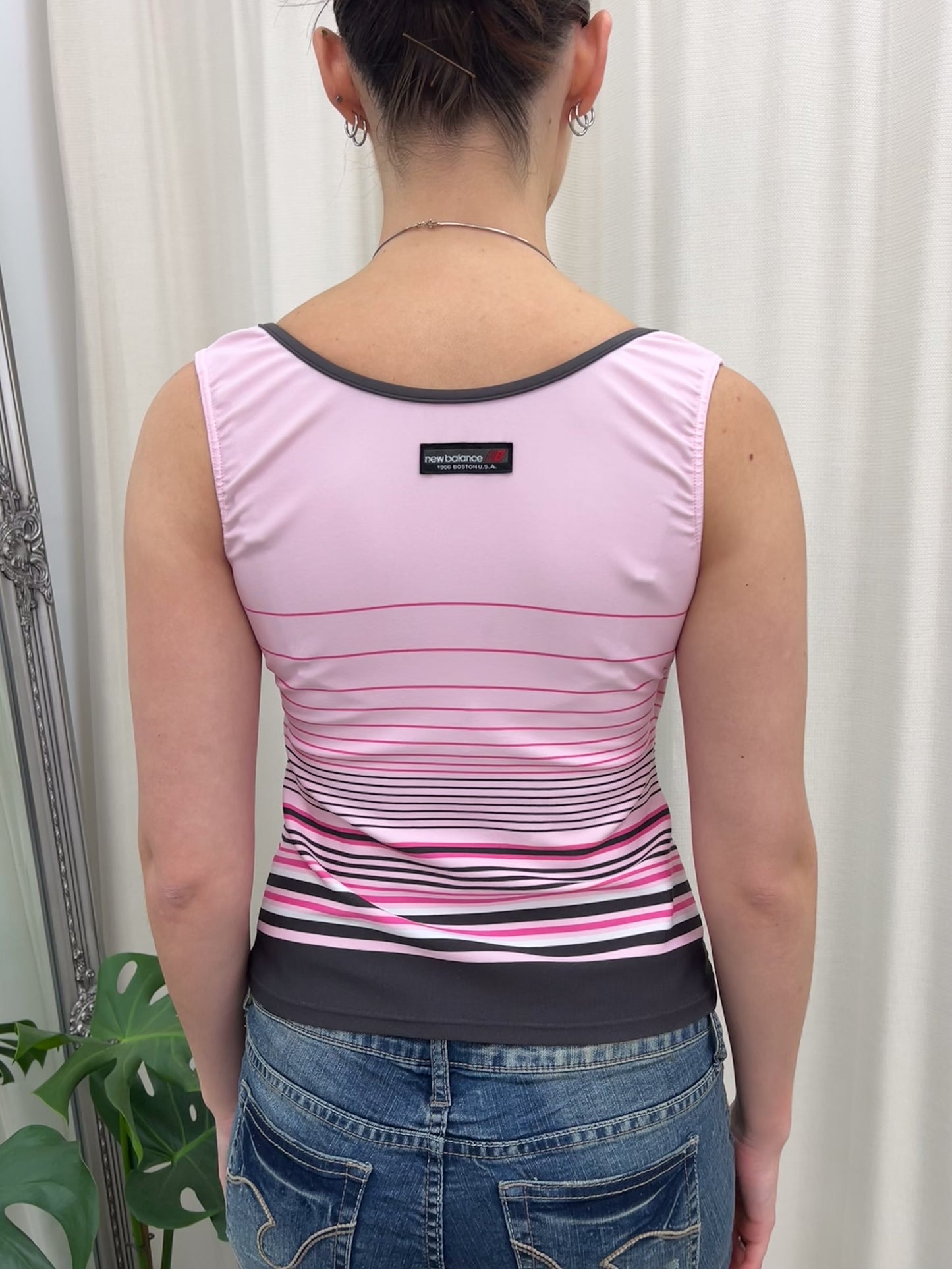 Pink Stripe New Balance Sports Tank - Size Small