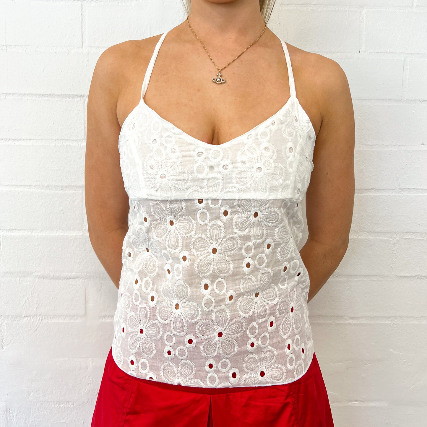 Andi Lace Tie Top / White Broderie