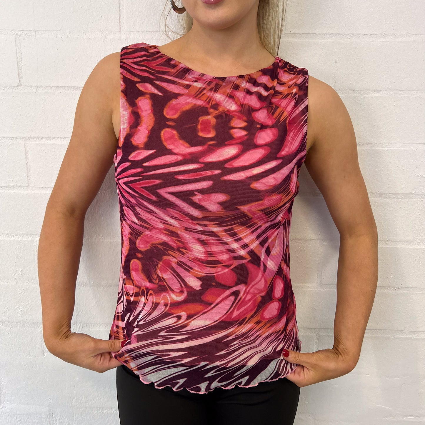 Cameron Mesh Tank / Fuschia Swirl