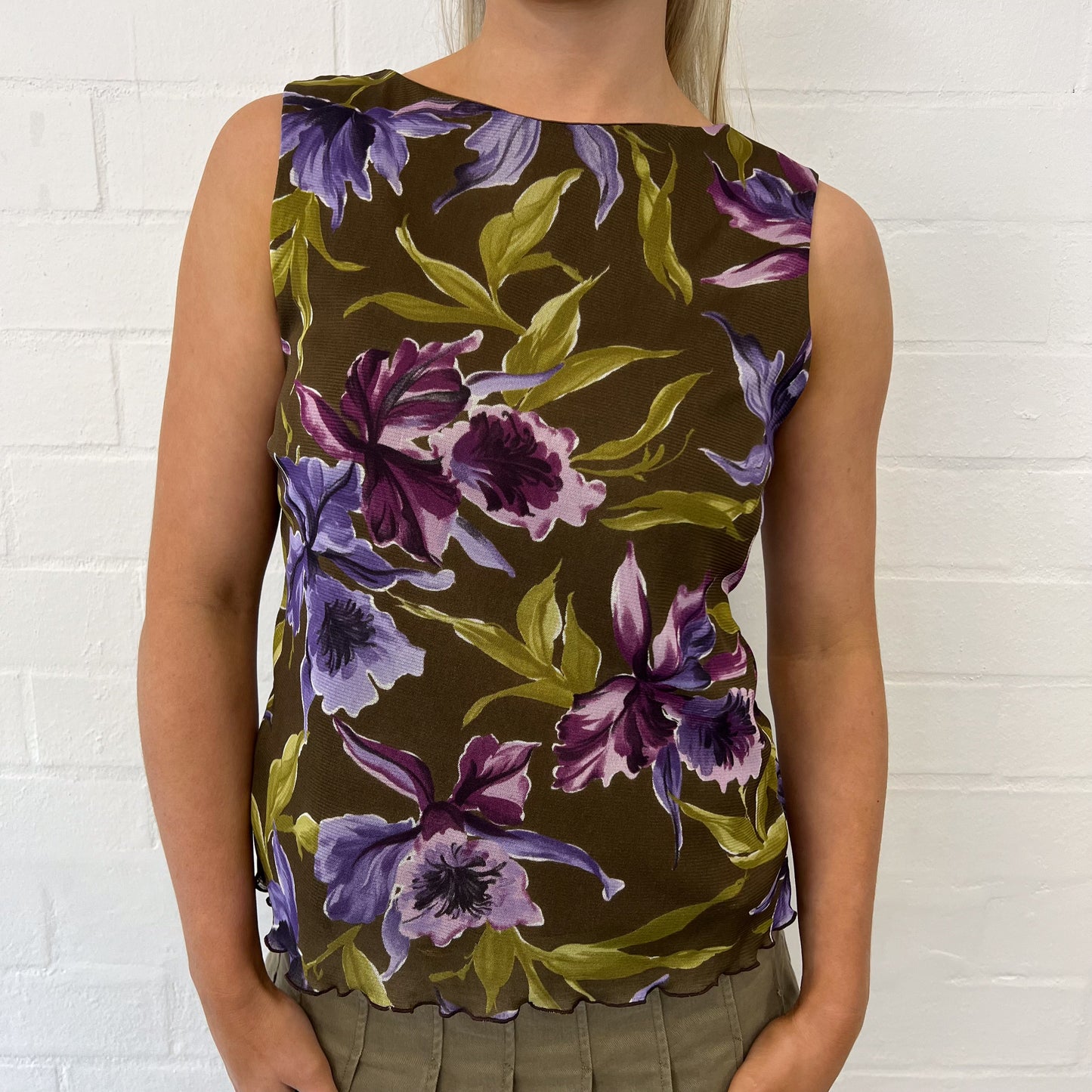 Cameron Mesh Tank / Khaki Floral