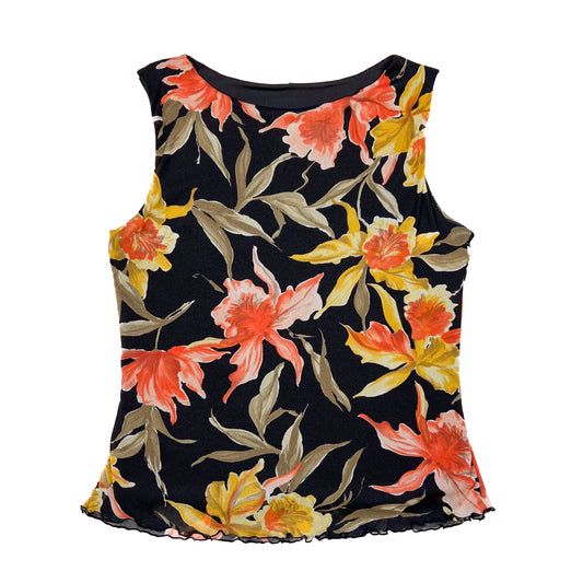 Cameron Mesh Tank / Black Tropical