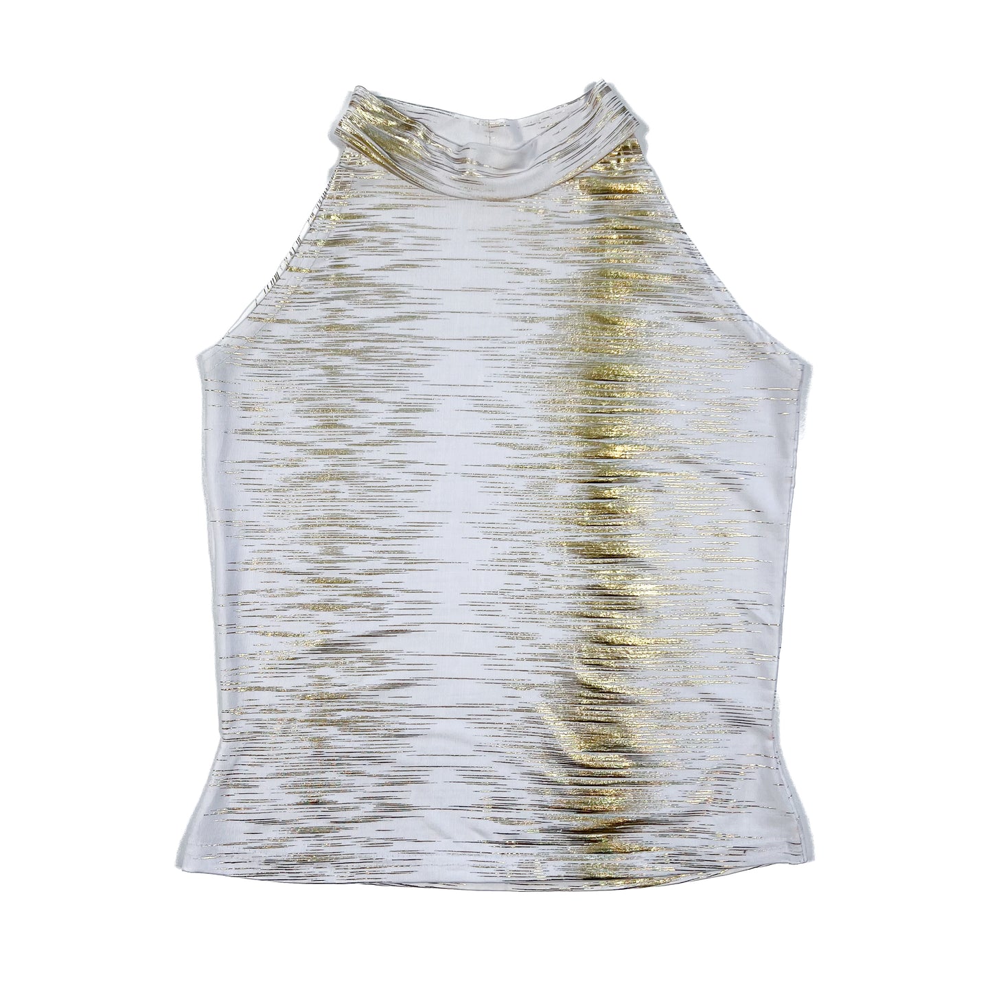 White & Gold High Neck Top