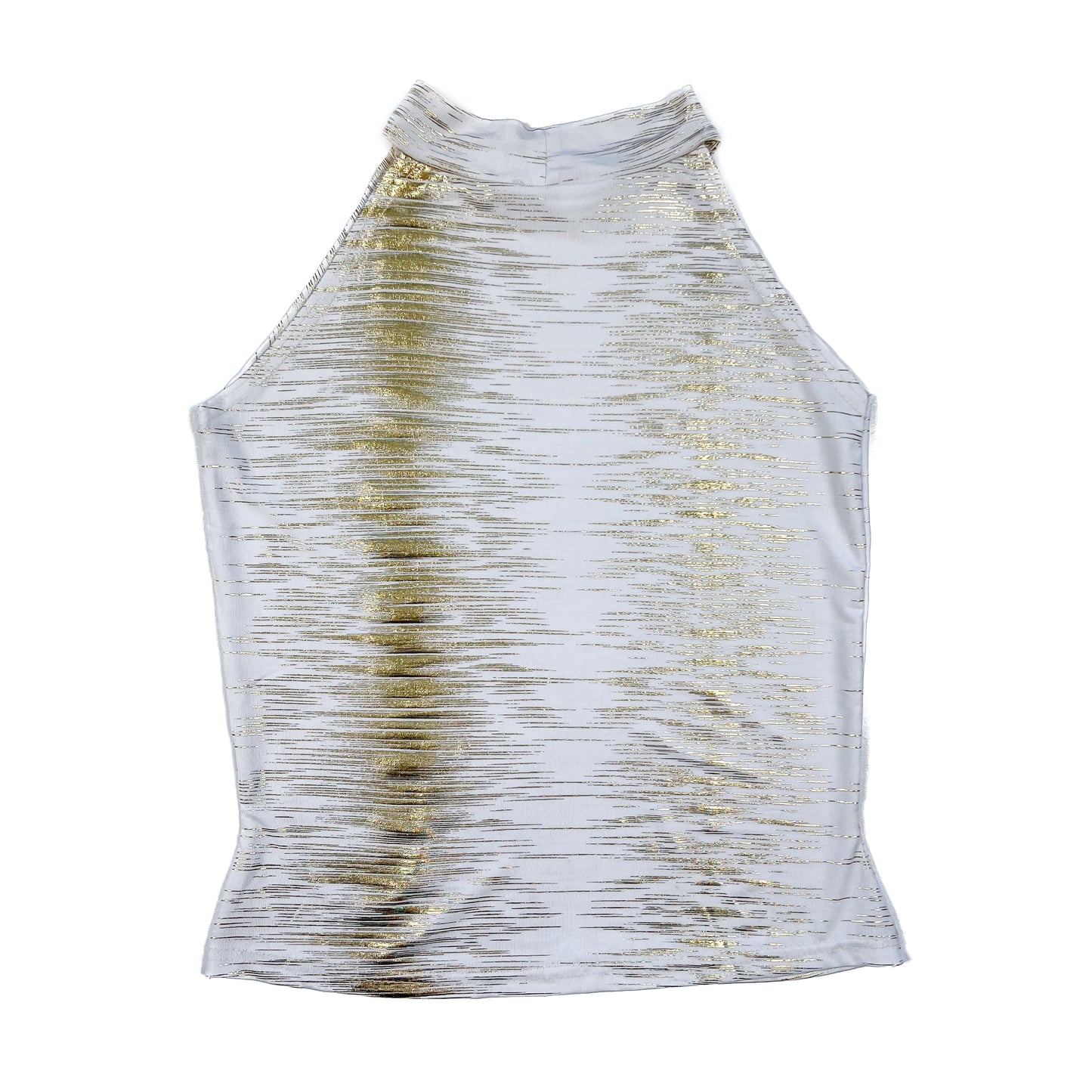 White & Gold High Neck Top