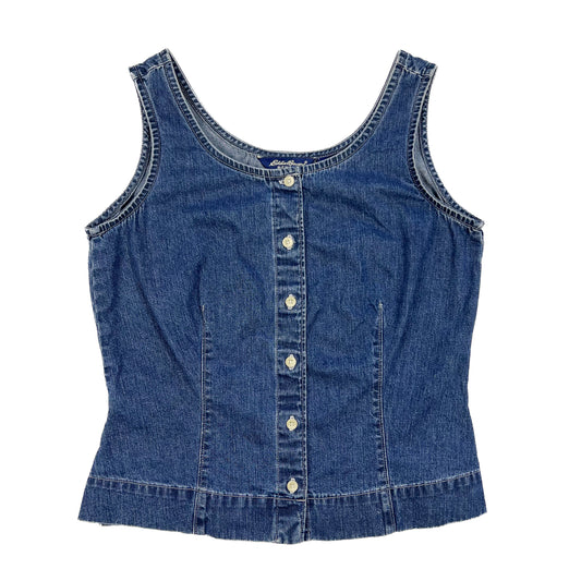 Sleeveless Denim Button Up Top