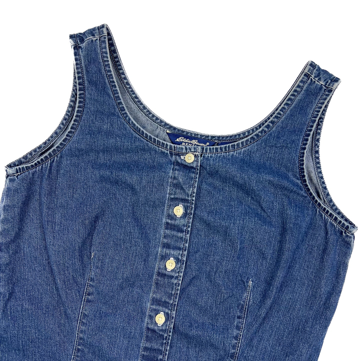 Sleeveless Denim Button Up Top