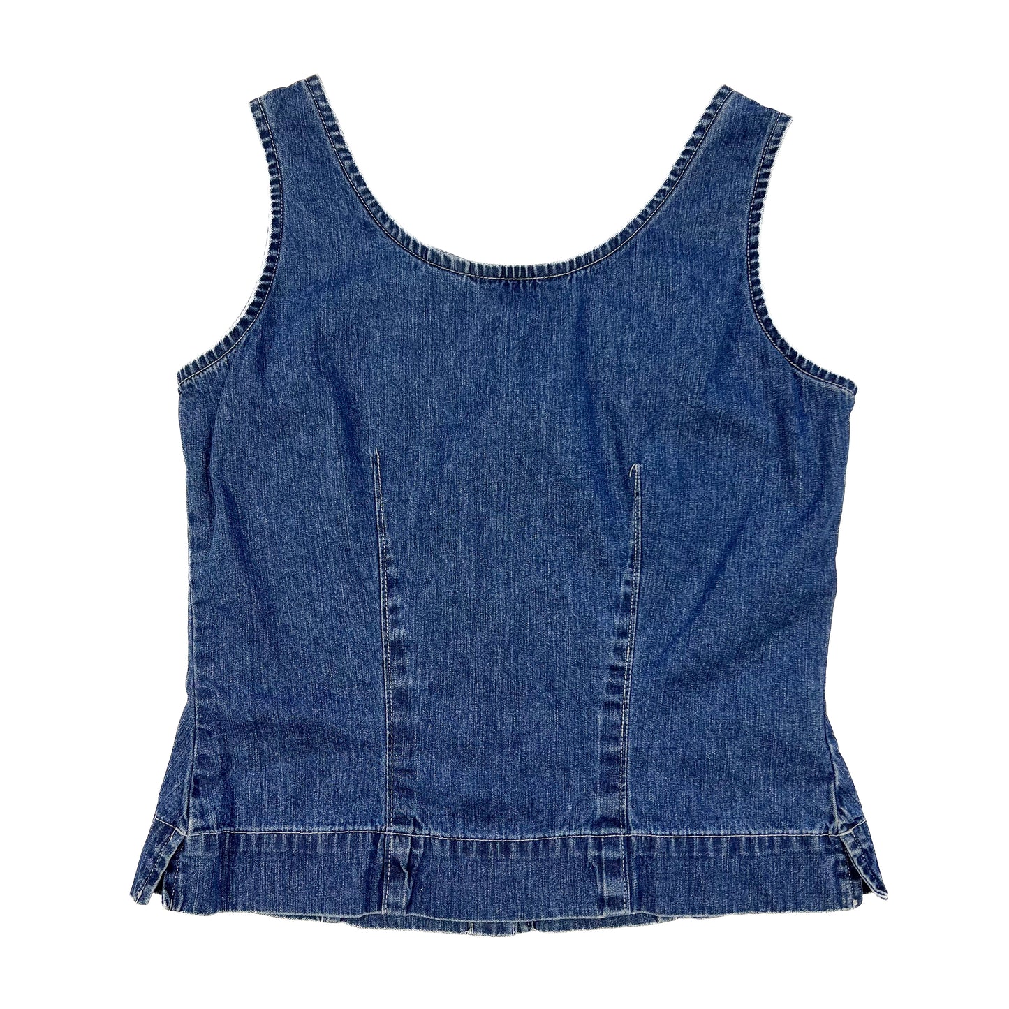 Sleeveless Denim Button Up Top