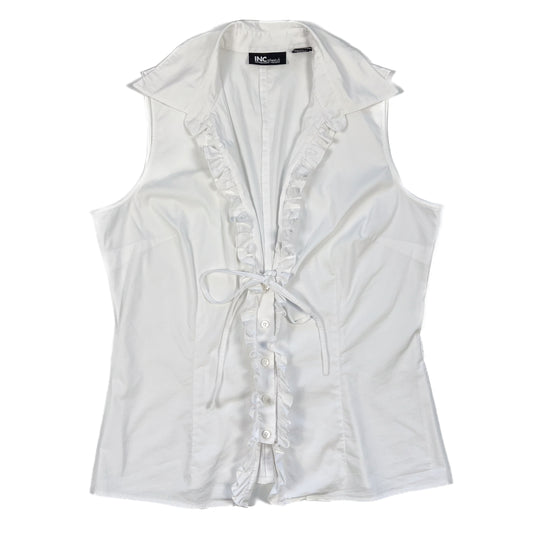 White Sleeveless Button Up Shirt