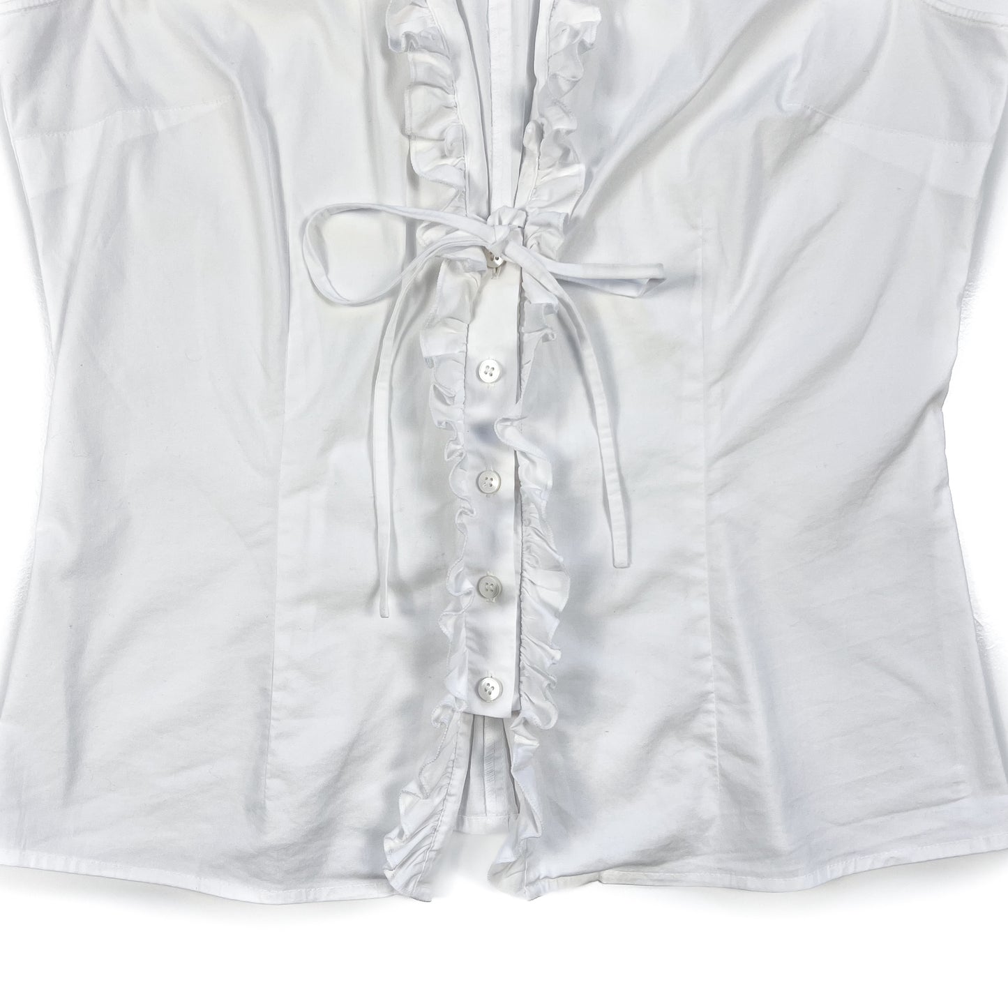 White Sleeveless Button Up Shirt